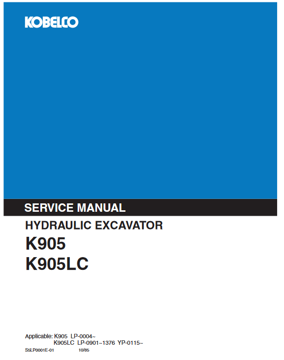 Kobelco K905, Kobelco K905LC Excavator Service Repair Manual - Image 2