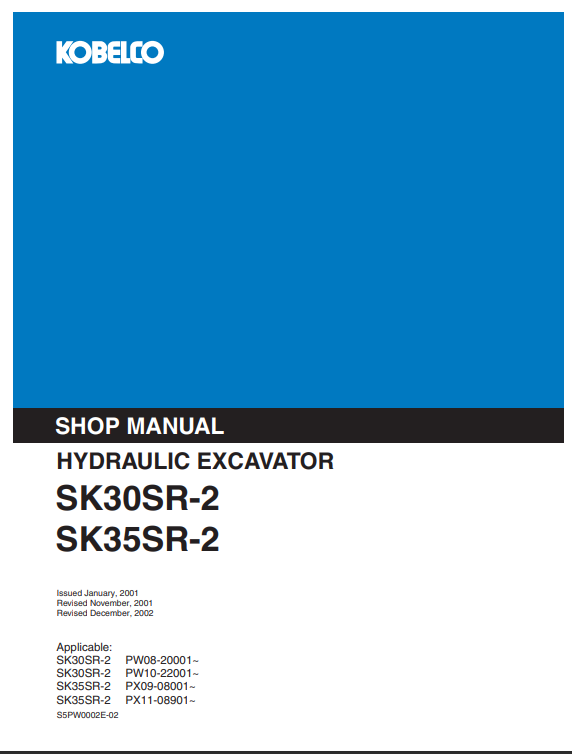 Kobelco SK30SR-2 , Kobelco SK35SR-2 Excavator Workshop Repair Manual - Image 3