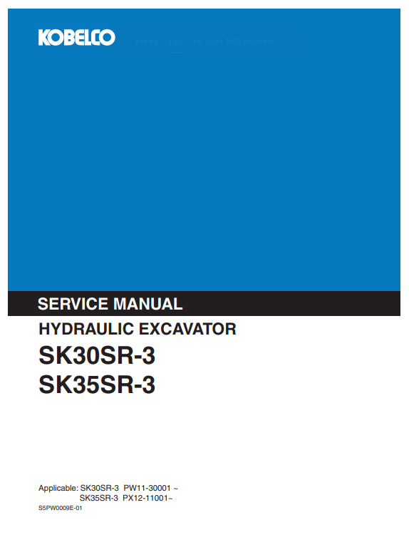 Kobelco SK30SR-3 , Kobelco SK35SR-3 Excavator Service Repair Manual - Image 3