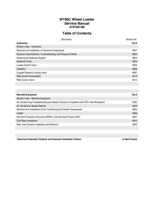 NEW HOLLAND W190C Wheel Loader Service Repair Manual - Image 3