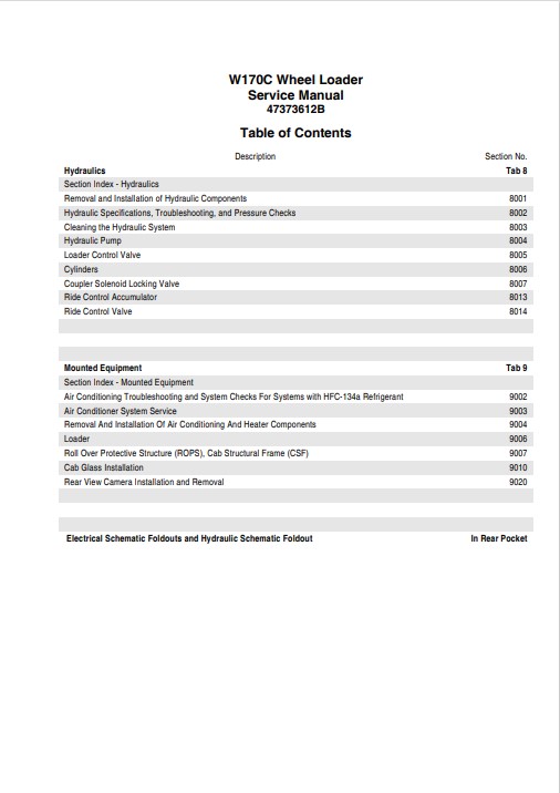 NEW HOLLAND W170C Wheel Loader Service Repair Manual - Image 4