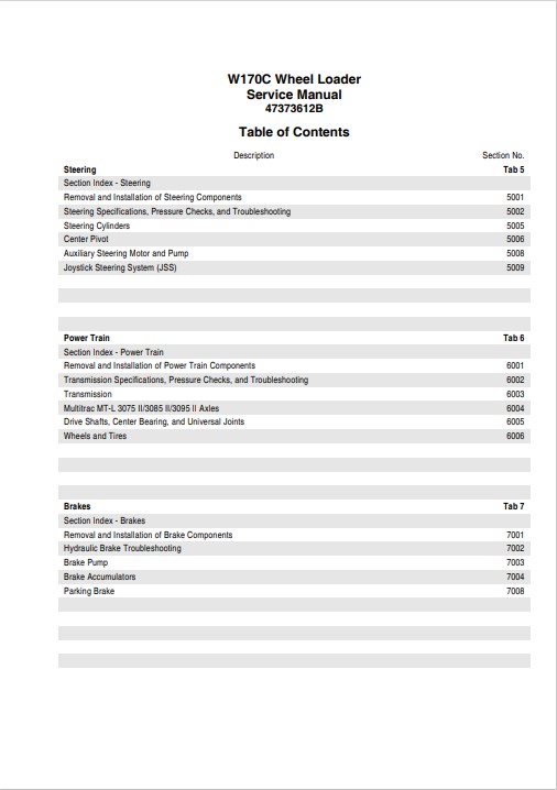 NEW HOLLAND W170C Wheel Loader Service Repair Manual - Image 3