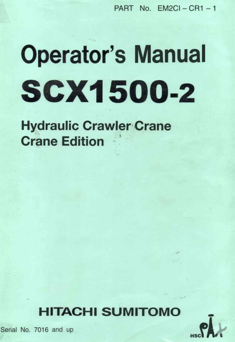 Hitachi Sumitomo SCX1500-2 Operator's Manual - Image 2