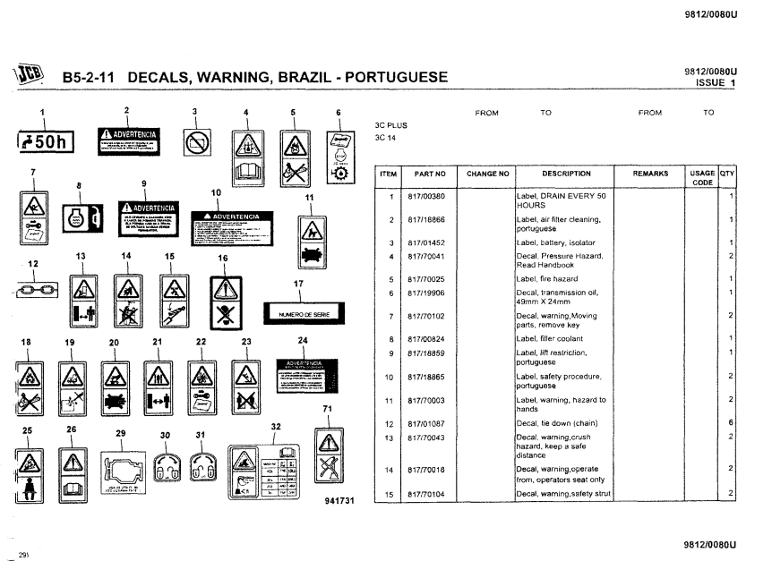 JCB 3C, JCB 3C Plus Backhoe Loader Parts Manual - Image 4