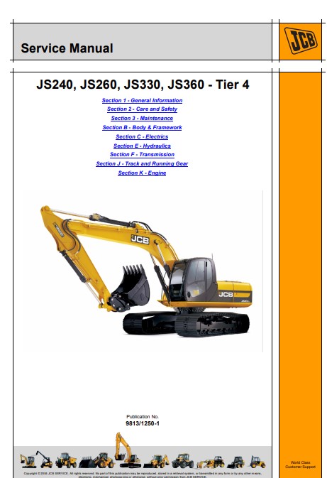 JCB JS240, JCB JS260, JCB JS330, JCB JS360 Excavator Service Repair Manual - Image 2
