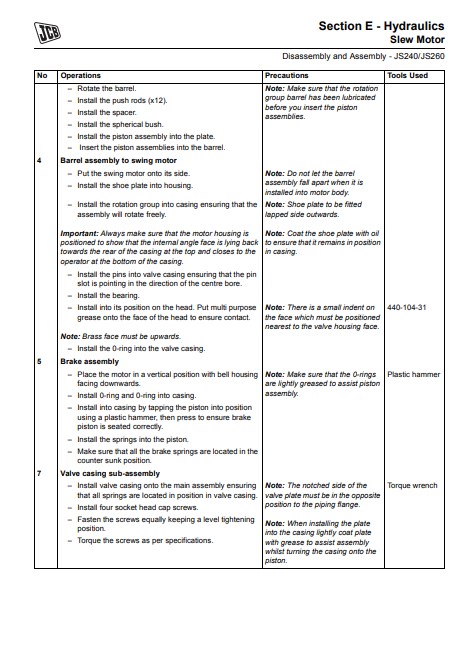 JCB JS240, JCB JS260, JCB JS330, JCB JS360 Excavator Service Repair Manual - Image 5