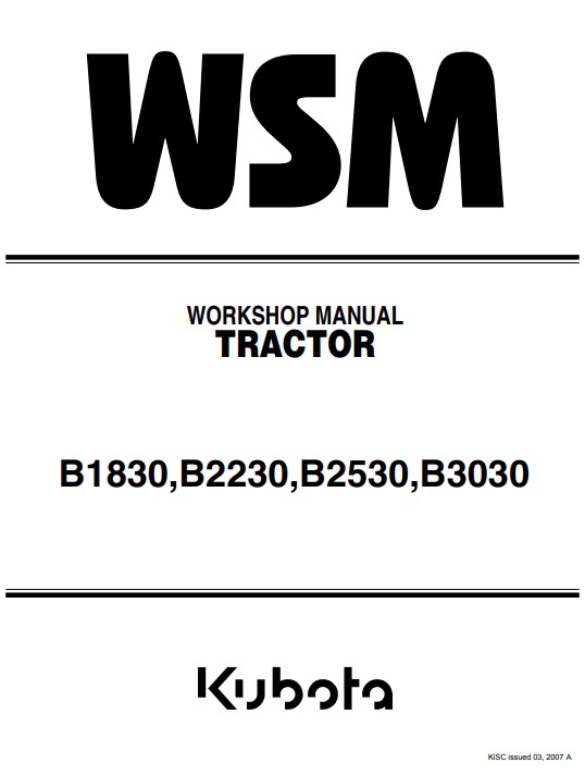 Kubota B1820 , Kubota B2230 , Kubota B2530 , Kubota B3030 Tractors Workshop Manual - Image 2