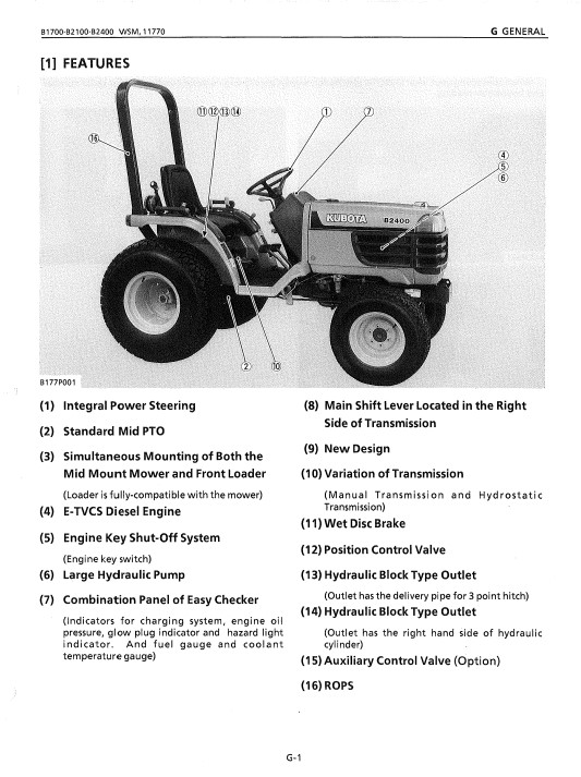 Kubota B1700 , Kubota B2100 , Kubota B2400 Tractor Workshop Manual - Image 3