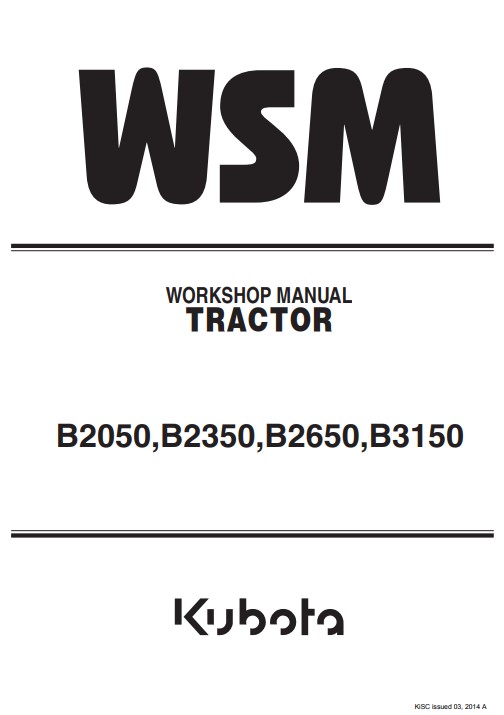 Kubota B2050 , Kubota B2350 , Kubota B2650 , Kubota B3150 Tractors Workshop Manual - Image 2