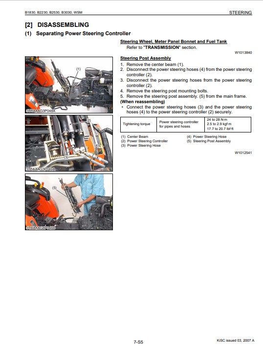Kubota B1820 , Kubota B2230 , Kubota B2530 , Kubota B3030 Tractors Workshop Manual - Image 5