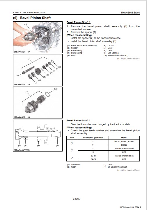 Kubota B2050 , Kubota B2350 , Kubota B2650 , Kubota B3150 Tractors Workshop Manual - Image 5