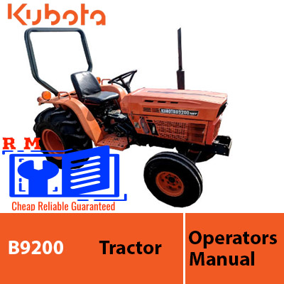 Kubota B9200 Tractor Operators Manual, displaying the tractor image and title for user guidance and reference