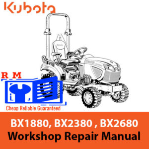 Manual cover for Kubota BX1880, BX2380, and BX2680 tractors, highlighting operational guidelines and model information