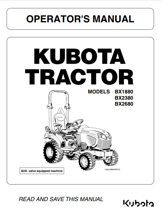 Kubota BX1880, Kubota BX2380 , Kubota BX2680 Tractors Operators Manual - Image 2