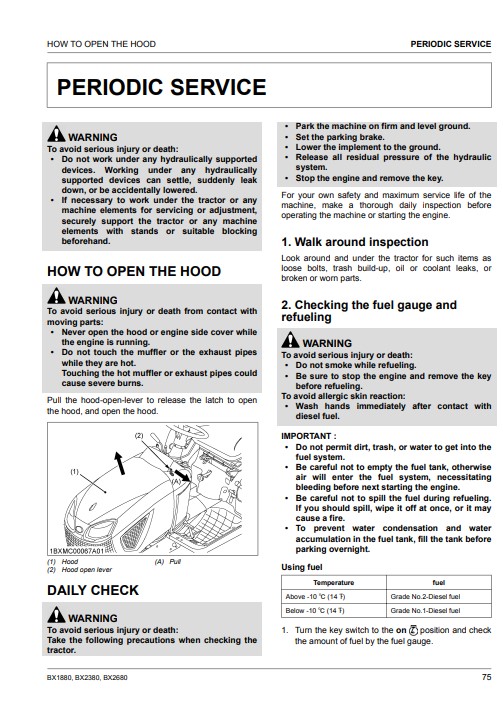 Kubota BX1880, Kubota BX2380 , Kubota BX2680 Tractors Operators Manual - Image 3