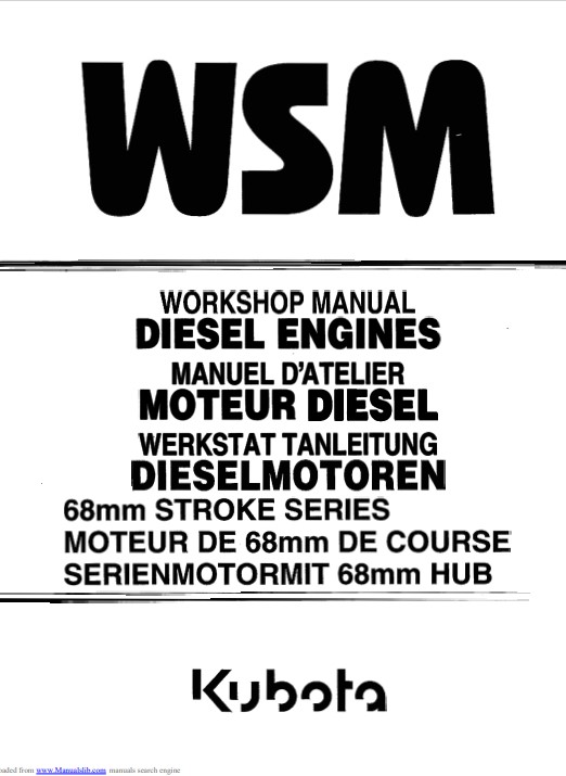Kubota 68 mm STROKE SERIES Engine Workshop Manual - Image 2