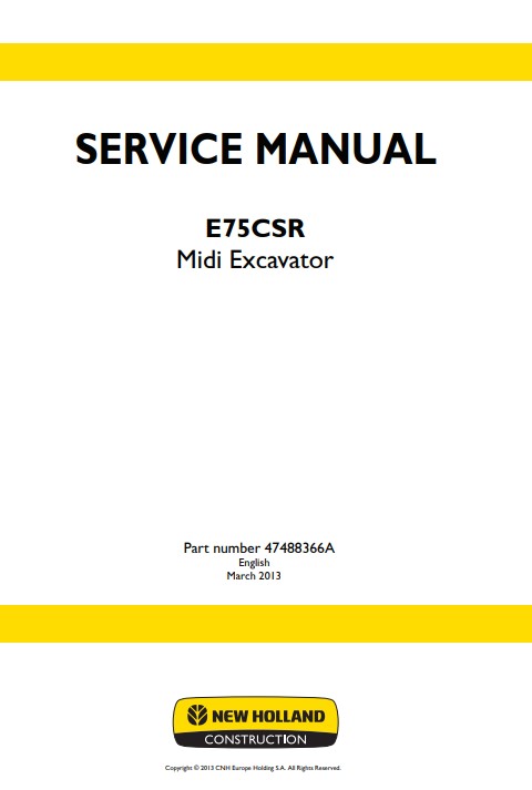 NEW HOLLAND E75CSR Midi Excavator Service Repair Manual - Image 2