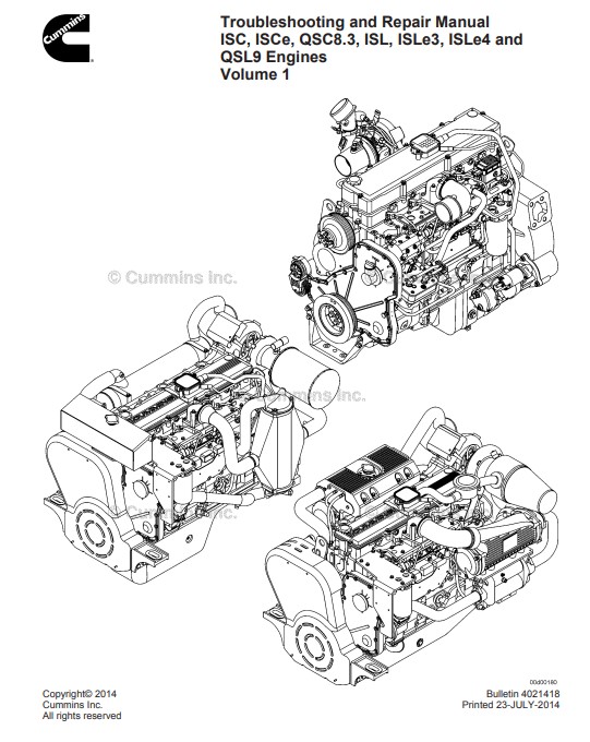 Cummins ISC, ISCe, QSC8.3, ISL, ISLe3, ISLe4, QSL9 Engines Troubleshooting and Repair Manual - Image 3