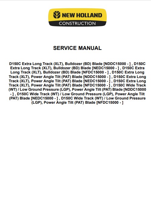 New Holland D150C Dozer Service Repair Manual - Image 3