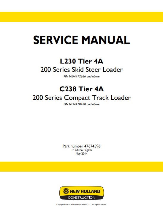 New Holland L230, New Holland C238 Skid Steer Service Repair Manual - Image 2