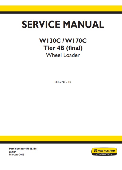 New Holland W130C, New Holland W170C Wheel Loader Service Repair Manual - Image 2