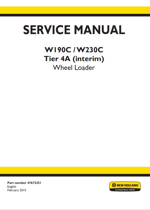 New Holland W190C, New Holland W230C Wheel Loader Service Repair Manual - Image 2