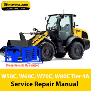 Service repair manual cover for New Holland W50C, W60C, W70C, W80C Tier 4A wheel loaders