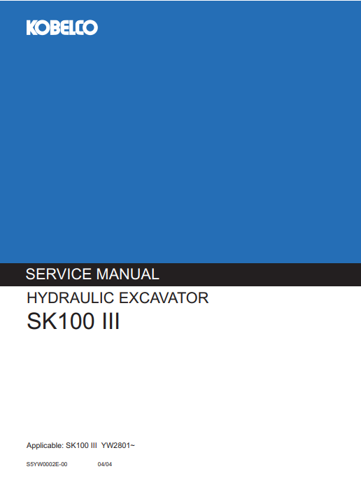 Kobelco SK100 III Workshop Repair Manual - Image 2
