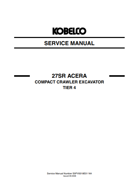 Kobelco 27SR ACERA Service Repair Manual - Image 3