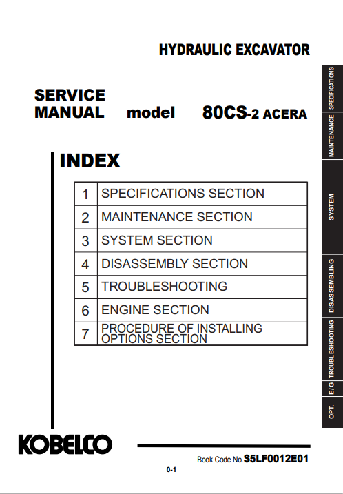 Kobelco 80CS-2 Acera Excavator Service Repair Manual - Image 3