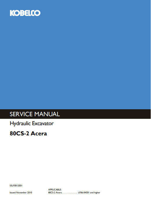 Kobelco 80CS-2 Acera Excavator Service Repair Manual - Image 2