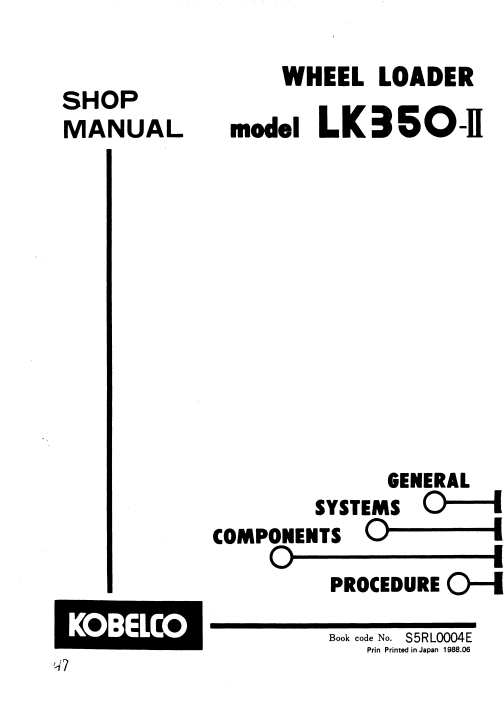 Kobelco LK350II Wheel Loader Workshop Repair Manual - Image 3