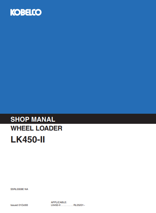 Kobelco LK450II Wheel Loader Workshop Repair Manual - Image 2