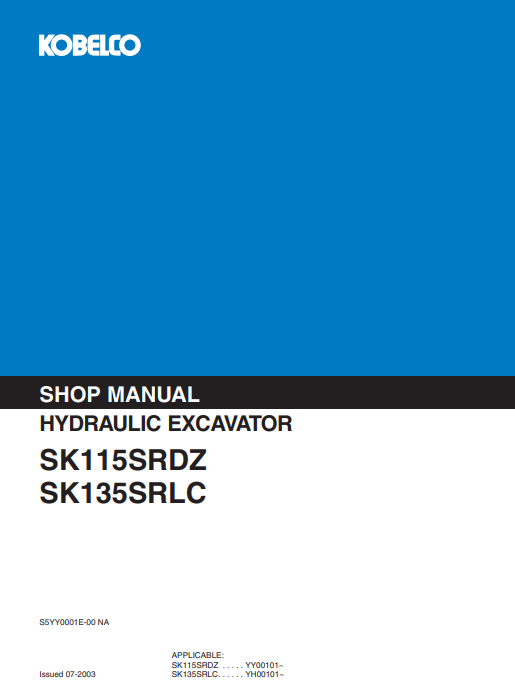 Kobelco SK115SRDZ, Kobelco SK135SRLC Workshop Repair Manual - Image 2