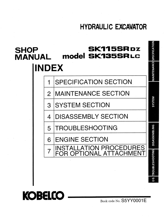 Kobelco SK115SRDZ, Kobelco SK135SRLC Workshop Repair Manual - Image 3
