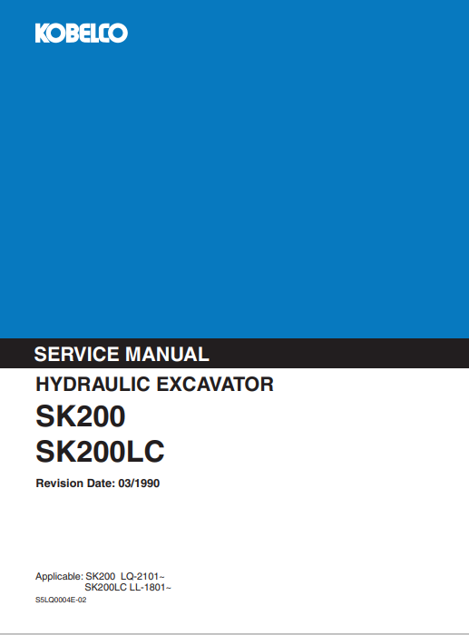 Kobelco SK200, Kobelco SK200LC Excavator Workshop Repair Manual - Image 2