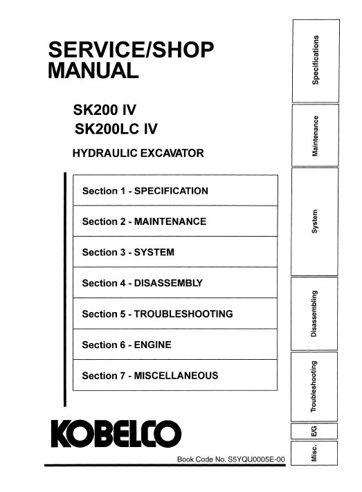 Kobelco SK200 IV, Kobelco SK200LC IV Service Repair Manual - Image 3