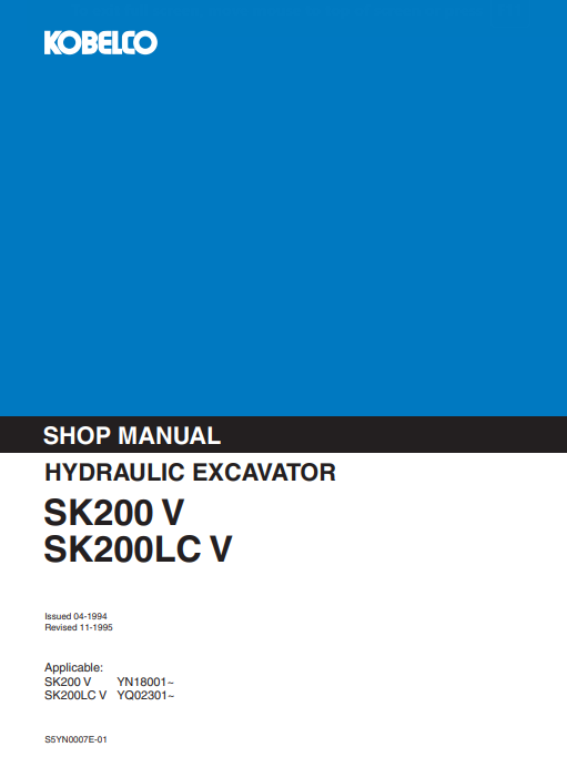Kobelco SK200-V, Kobelco SK200LC-V Workshop Repair Manual - Image 2
