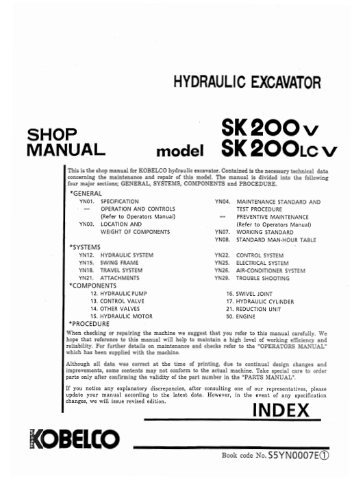 Kobelco SK200-V, Kobelco SK200LC-V Workshop Repair Manual - Image 3