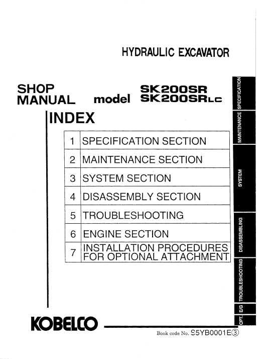 Kobelco SK200SR, Kobelco SK200SRLC Workshop Repair Manual - Image 3