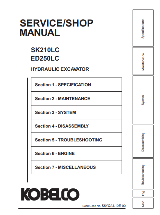 Kobelco SK210LC, Kobelco SK250LC Service Workshop Manual - Image 3