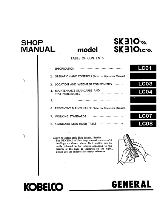 Kobelco SK310 III, Kobelco SK310LC III Service Repair Manual - Image 3