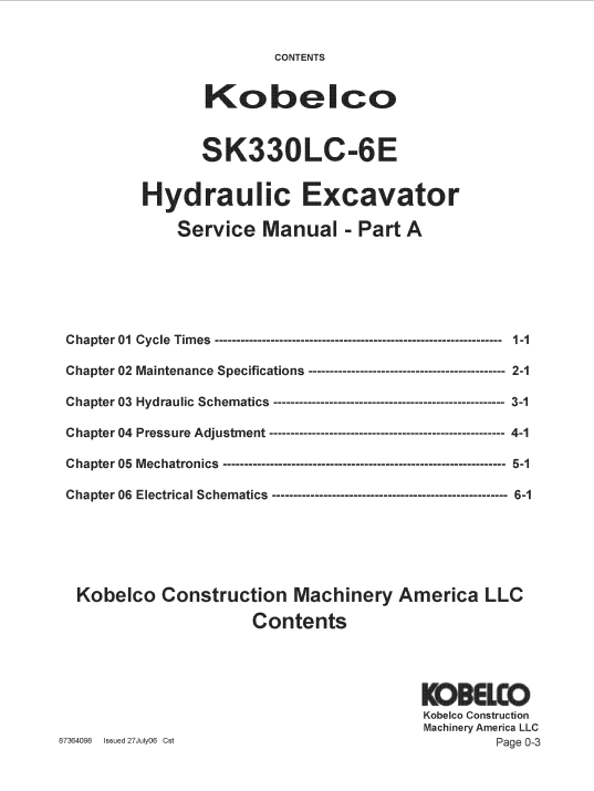 Kobelco SK330LC-6E Excavator Workshop Repair Manual - Image 4