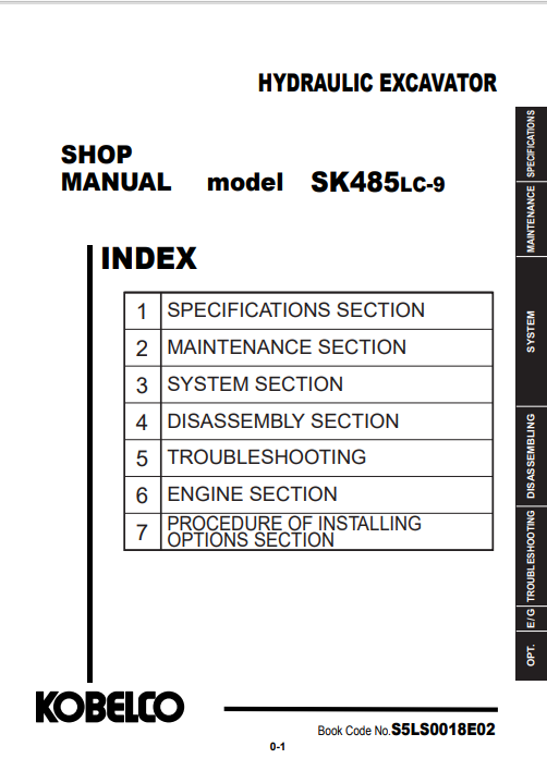 Kobelco SK485-9 Excavator Workshop Repair Manual - Image 3