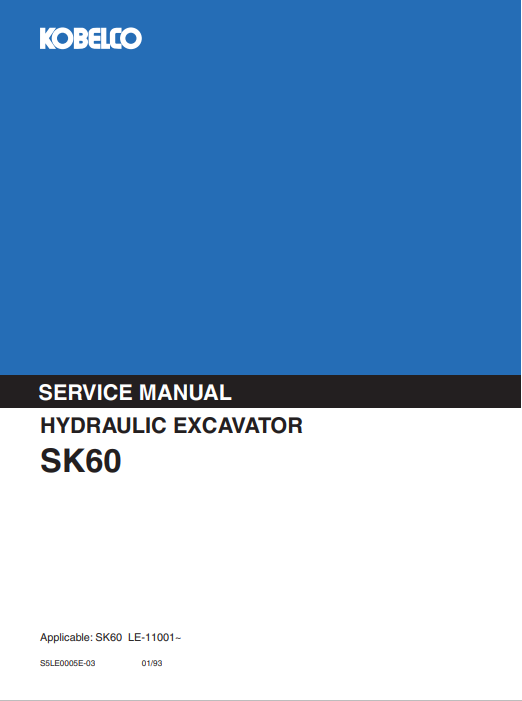 Kobelco SK60 Excavator Service Repair Manual - Image 2