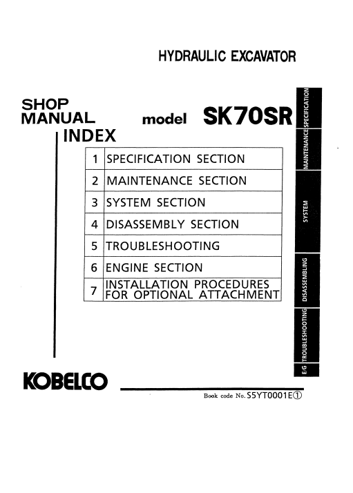 Kobelco SK70SR Excavator Service Repair Manual - Image 3