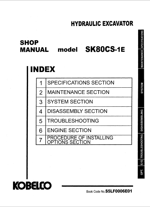 Kobelco SK80CS-1E Excavator Workshop Repair Manual - Image 3