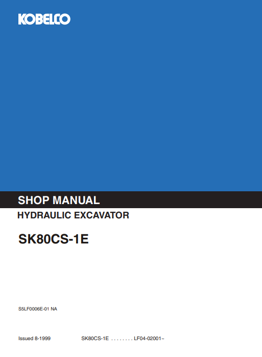 Kobelco SK80CS-1E Excavator Workshop Repair Manual - Image 2