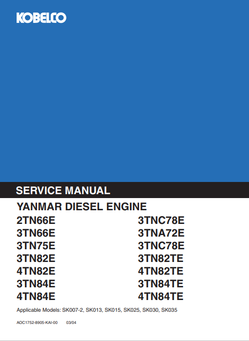 Yanmar 2T, 3T, 4T Series Diesel Engine Service Repair Manual (Related Kobelco Products) - Image 2