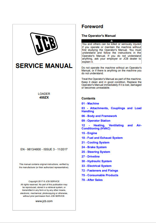 JCB 455ZX Loader Service Repair Manual - Image 2